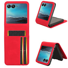 Coque Silicone Gel Motif Cuir Housse Etui BY4 pour Motorola Moto Razr 40 Ultra 5G Rouge