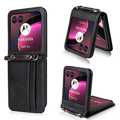 Coque Silicone Gel Motif Cuir Housse Etui BY5 pour Motorola Moto Razr 40 Ultra 5G Noir