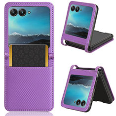 Coque Silicone Gel Motif Cuir Housse Etui BY6 pour Motorola Moto Razr 40 Ultra 5G Violet