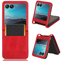 Coque Silicone Gel Motif Cuir Housse Etui BY7 pour Motorola Moto Razr 40 Ultra 5G Rouge