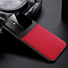 Coque Silicone Gel Motif Cuir Housse Etui FL1 pour OnePlus 9 5G Rouge