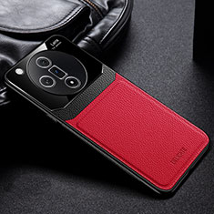 Coque Silicone Gel Motif Cuir Housse Etui FL1 pour Oppo Find X7 5G Rouge