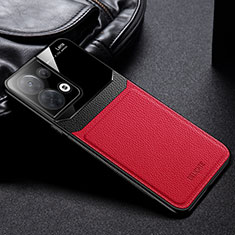 Coque Silicone Gel Motif Cuir Housse Etui FL1 pour Oppo Reno9 Pro 5G Rouge