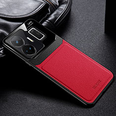 Coque Silicone Gel Motif Cuir Housse Etui FL1 pour Realme GT5 5G Rouge