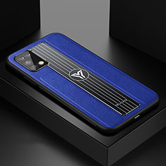 Coque Silicone Gel Motif Cuir Housse Etui FL1 pour Samsung Galaxy A03s Bleu