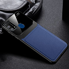 Coque Silicone Gel Motif Cuir Housse Etui FL1 pour Samsung Galaxy M31 Prime Edition Bleu