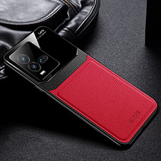 Coque Silicone Gel Motif Cuir Housse Etui FL1 pour Vivo iQOO 9T 5G Rouge