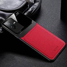 Coque Silicone Gel Motif Cuir Housse Etui FL1 pour Vivo T2x 5G Rouge