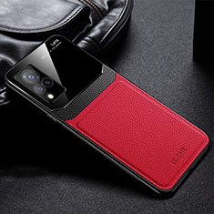 Coque Silicone Gel Motif Cuir Housse Etui FL1 pour Vivo V21 5G Rouge