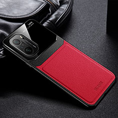 Coque Silicone Gel Motif Cuir Housse Etui FL1 pour Xiaomi Mi 11X 5G Rouge