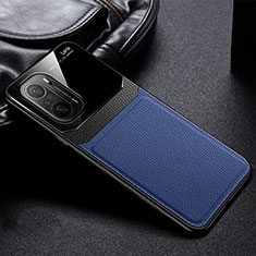 Coque Silicone Gel Motif Cuir Housse Etui FL1 pour Xiaomi Poco F3 5G Bleu