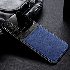 Coque Silicone Gel Motif Cuir Housse Etui FL1 pour Xiaomi Poco X4 Pro 5G Bleu