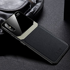 Coque Silicone Gel Motif Cuir Housse Etui FL1 pour Xiaomi Redmi 9A Noir