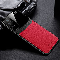 Coque Silicone Gel Motif Cuir Housse Etui FL1 pour Xiaomi Redmi K40S 5G Rouge