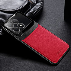 Coque Silicone Gel Motif Cuir Housse Etui FL1 pour Xiaomi Redmi K70 5G Rouge