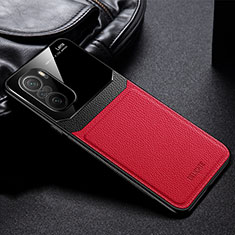 Coque Silicone Gel Motif Cuir Housse Etui FL1 pour Xiaomi Redmi Note 10 4G Rouge