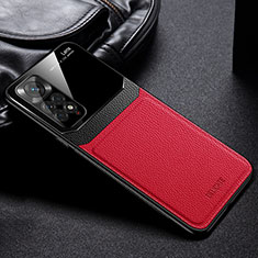 Coque Silicone Gel Motif Cuir Housse Etui FL1 pour Xiaomi Redmi Note 11 Pro 5G Rouge