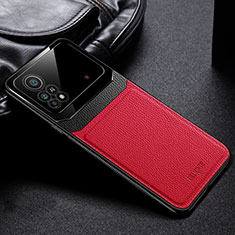 Coque Silicone Gel Motif Cuir Housse Etui FL1 pour Xiaomi Redmi Note 11E Pro 5G Rouge