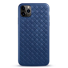 Coque Silicone Gel Motif Cuir Housse Etui G01 pour Apple iPhone 11 Pro Bleu