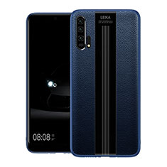 Coque Silicone Gel Motif Cuir Housse Etui H01 pour Huawei Honor 20 Pro Bleu