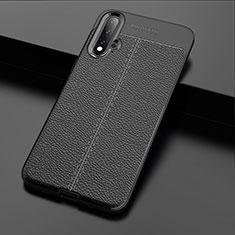 Coque Silicone Gel Motif Cuir Housse Etui H01 pour Huawei Nova 5 Noir