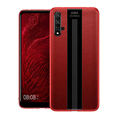 Coque Silicone Gel Motif Cuir Housse Etui H01 pour Huawei Nova 5T Rouge