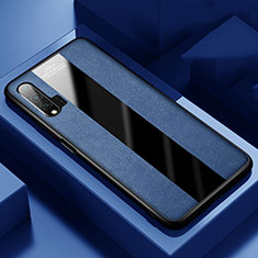 Coque Silicone Gel Motif Cuir Housse Etui H01 pour Huawei Nova 6 5G Bleu