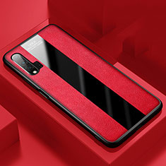 Coque Silicone Gel Motif Cuir Housse Etui H01 pour Huawei Nova 6 Rouge