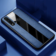 Coque Silicone Gel Motif Cuir Housse Etui H01 pour Huawei P20 Lite (2019) Bleu