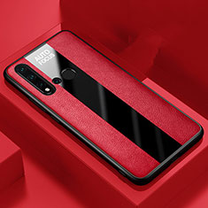 Coque Silicone Gel Motif Cuir Housse Etui H01 pour Huawei P20 Lite (2019) Rouge