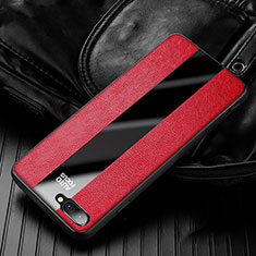 Coque Silicone Gel Motif Cuir Housse Etui H01 pour Oppo R15X Rouge