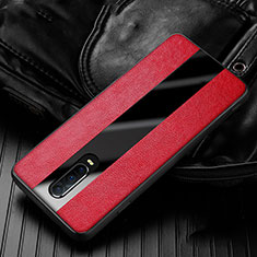 Coque Silicone Gel Motif Cuir Housse Etui H01 pour Oppo R17 Pro Rouge