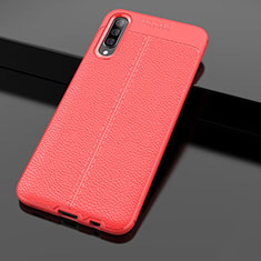 Coque Silicone Gel Motif Cuir Housse Etui H01 pour Samsung Galaxy A70 Rouge