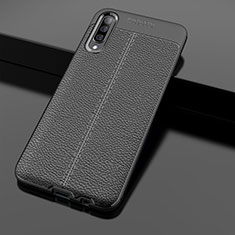 Coque Silicone Gel Motif Cuir Housse Etui H01 pour Samsung Galaxy A70S Noir
