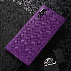 Coque Silicone Gel Motif Cuir Housse Etui H01 pour Samsung Galaxy Note 10 5G Violet