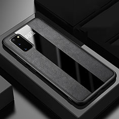 Coque Silicone Gel Motif Cuir Housse Etui H01 pour Samsung Galaxy S20 Noir