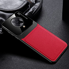 Coque Silicone Gel Motif Cuir Housse Etui H01 pour Xiaomi Redmi K30 Pro 5G Rouge