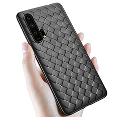 Coque Silicone Gel Motif Cuir Housse Etui H02 pour Huawei Honor 20 Pro Noir