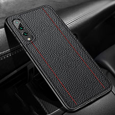 Coque Silicone Gel Motif Cuir Housse Etui H02 pour Huawei P20 Pro Noir