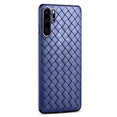 Coque Silicone Gel Motif Cuir Housse Etui H02 pour Huawei P30 Pro New Edition Bleu