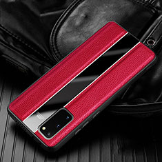 Coque Silicone Gel Motif Cuir Housse Etui H02 pour Samsung Galaxy S20 5G Rouge