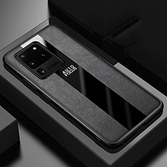 Coque Silicone Gel Motif Cuir Housse Etui H02 pour Samsung Galaxy S20 Ultra 5G Noir