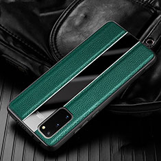 Coque Silicone Gel Motif Cuir Housse Etui H02 pour Samsung Galaxy S20 Vert