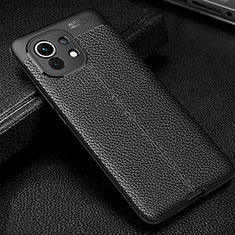 Coque Silicone Gel Motif Cuir Housse Etui H02 pour Xiaomi Mi 11 5G Noir