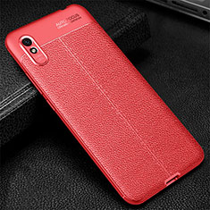 Coque Silicone Gel Motif Cuir Housse Etui H02 pour Xiaomi Redmi 9A Rouge