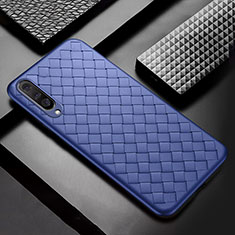 Coque Silicone Gel Motif Cuir Housse Etui H03 pour Samsung Galaxy A70 Bleu