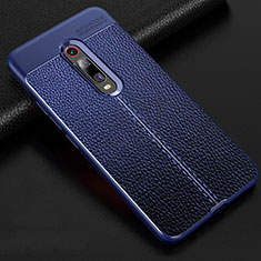 Coque Silicone Gel Motif Cuir Housse Etui H03 pour Xiaomi Redmi K20 Bleu