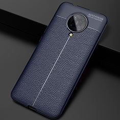 Coque Silicone Gel Motif Cuir Housse Etui H03 pour Xiaomi Redmi K30 Pro 5G Bleu