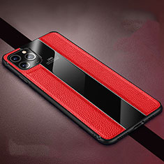 Coque Silicone Gel Motif Cuir Housse Etui H04 pour Apple iPhone 11 Pro Rouge