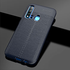 Coque Silicone Gel Motif Cuir Housse Etui H04 pour Huawei Nova 5i Bleu